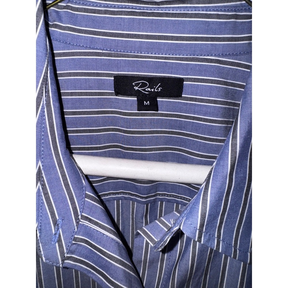 NWT Rails Nadia Button Up Wrap Mini Dress in Brentwood blue Stripe Size Medium - Picture 3 of 9